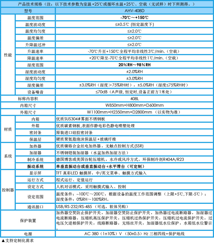 振動三綜合試驗(yàn)箱 408L參數(shù)